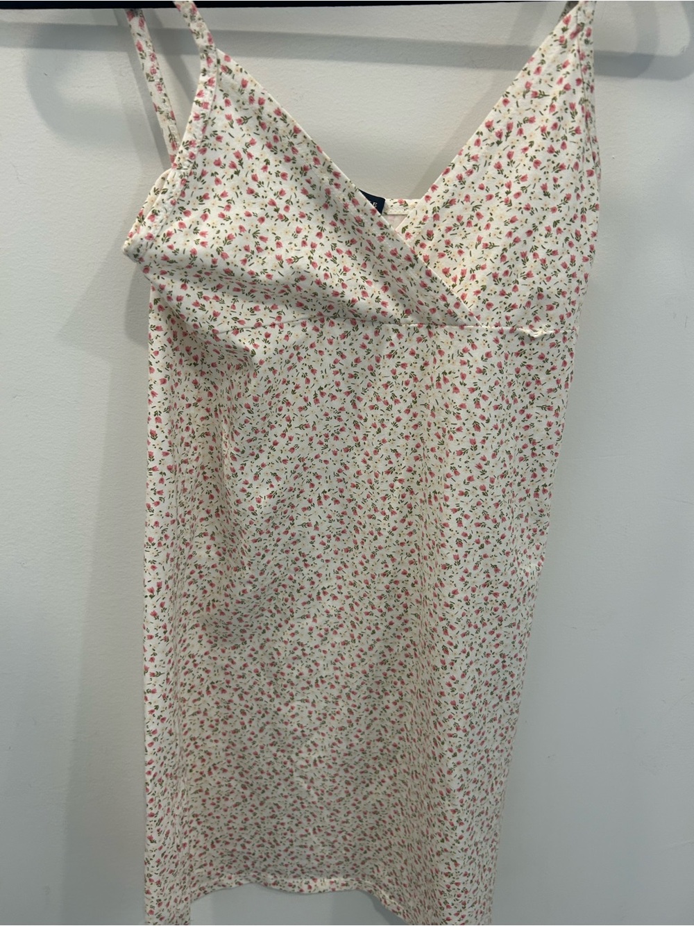 Brandy Melville Cream Midi Slip Dress with Pink Floral Print